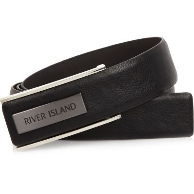 Black branded plate belt